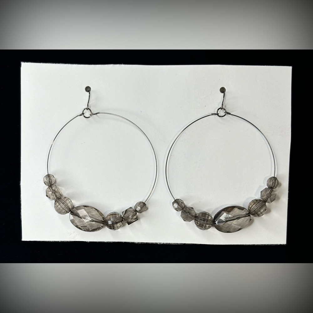 Beaded drop hoop earrings A94